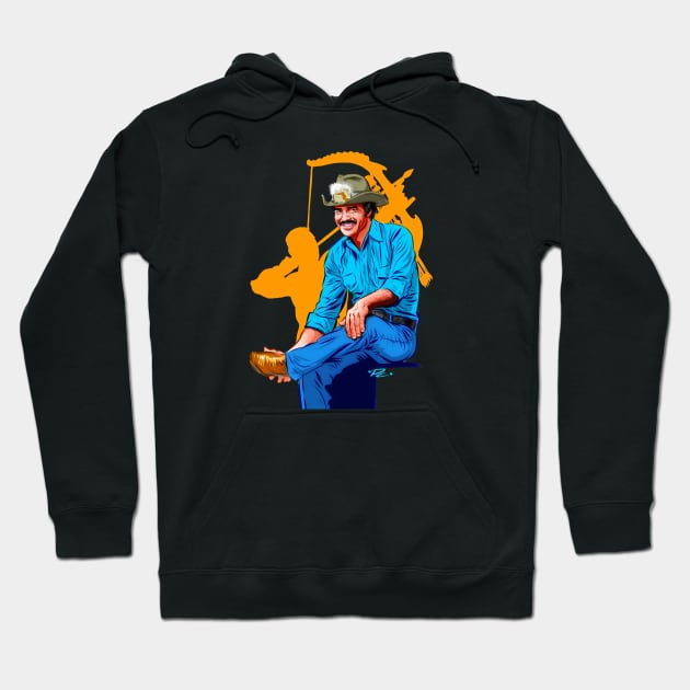 Burt Reynolds - An illustration by Paul Cemmick Hoodie by PLAYDIGITAL2020